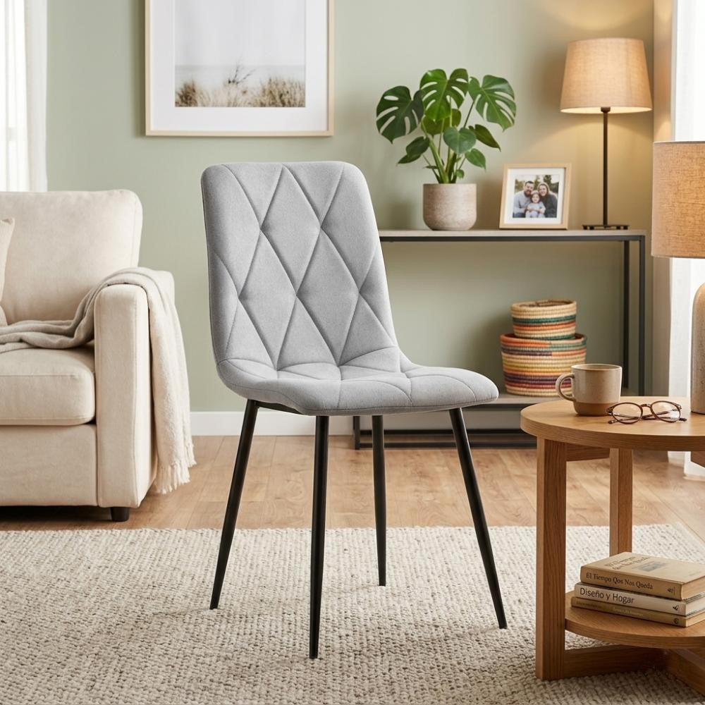 Silla de Comedor Napoles, Gris, con Espaldar y Diseño Moderno