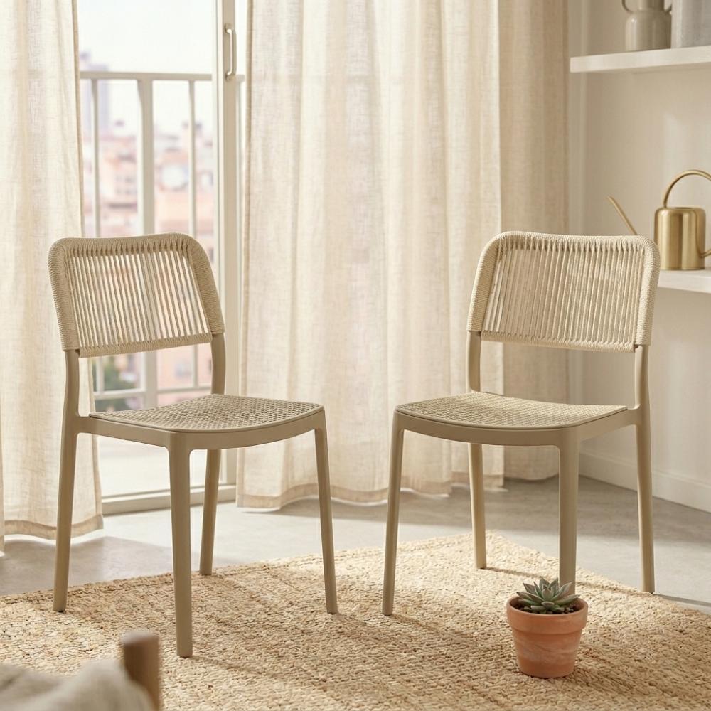 Silla Austin, Color Taupe, con Espaldar Tejido