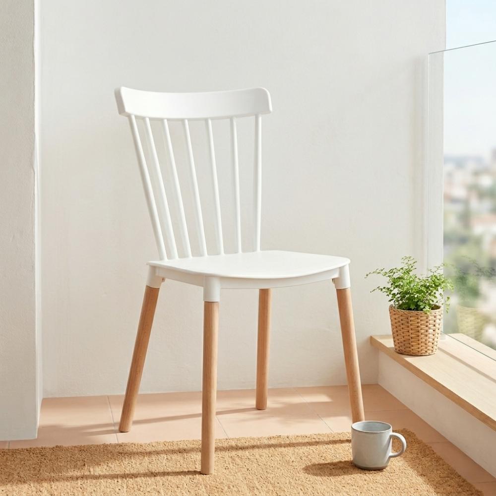 Silla Georgia, Color Blanco, con Patas de Madera y Diseño Minimalista