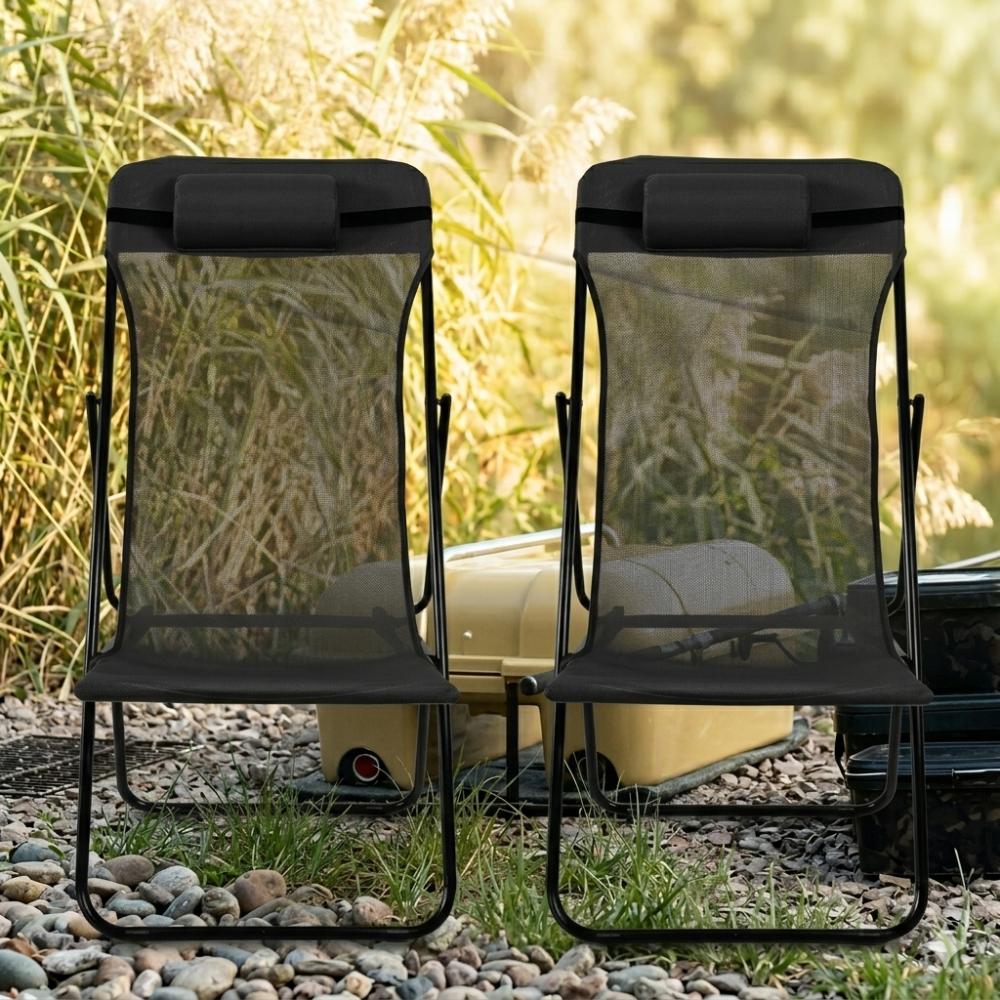 Silla Plegable Reclinable Zambia, Negro, Con tres Posiciones