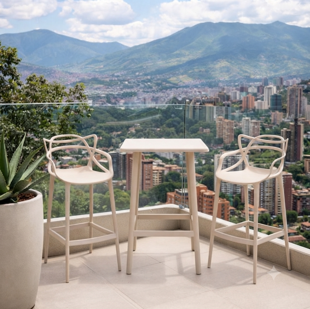 Silla para Bar Palermo, Taupe, con Reposa Pies Doble Propósito