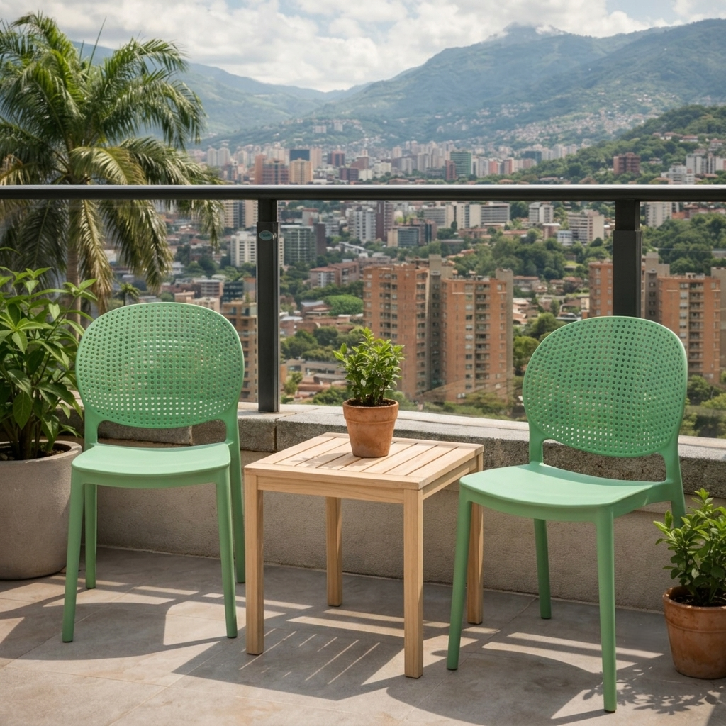 Set de 2 Sillas Florida, Color Verde, con Espaldar y Diseño Moderno