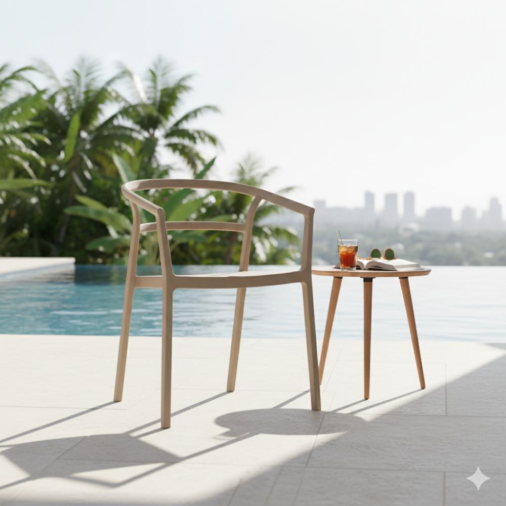 Silla Porto, Taupe, Con espaldar minimalista y diseño Moderno X2
