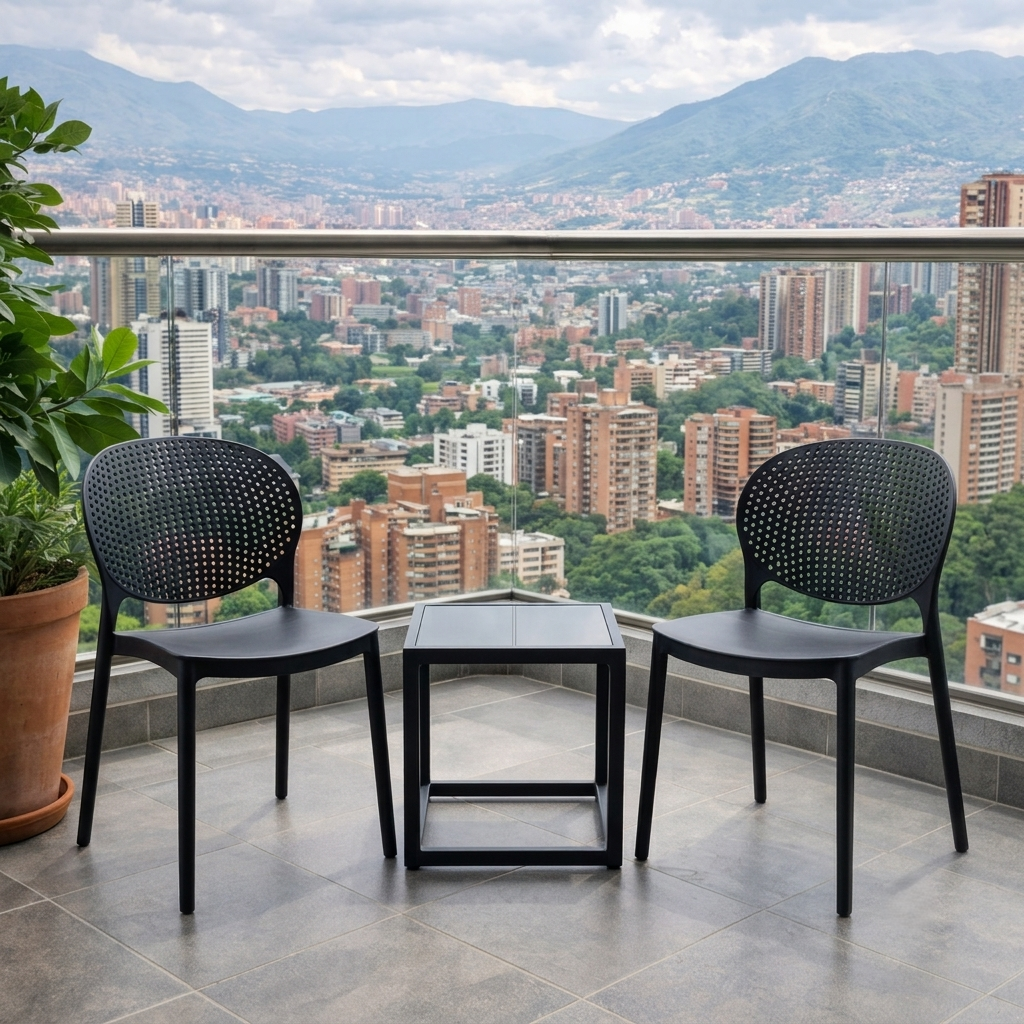 Set de 2 Sillas Florida, Color Negro, con Espaldar y Diseño Moderno