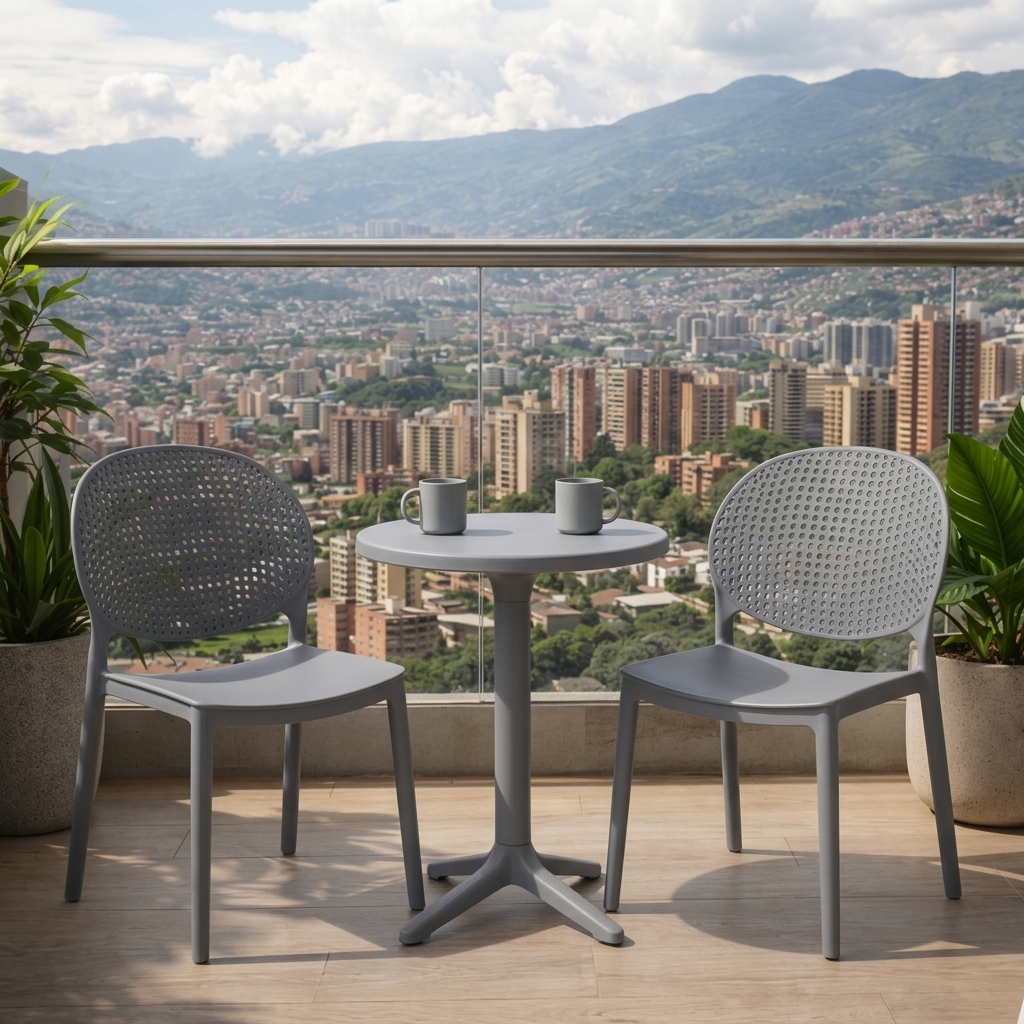 Set de 4 Sillas Florida, Color Gris Oscuro, con Espaldar y Diseño Moderno