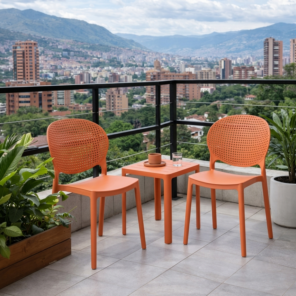Set de 2 Sillas Florida, Color Terracota, con Espaldar y Diseño Moderno