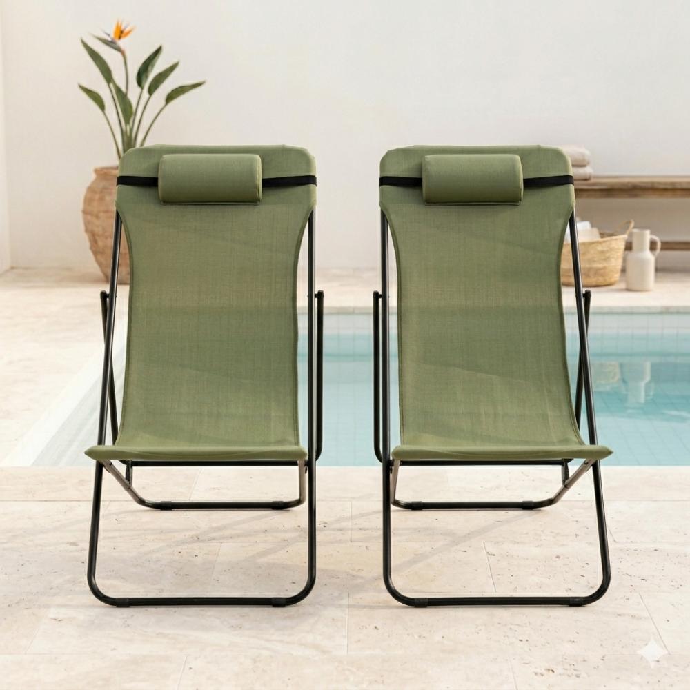 Silla Plegable Reclinable Zambia, Verde, con Tres Posiciones