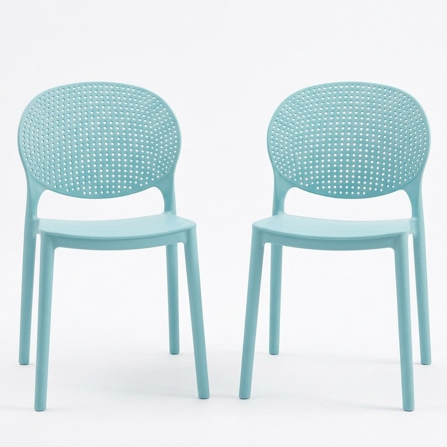 Set de 2 Sillas Florida, Color Azul Claro, con Espaldar y Diseño Moderno
