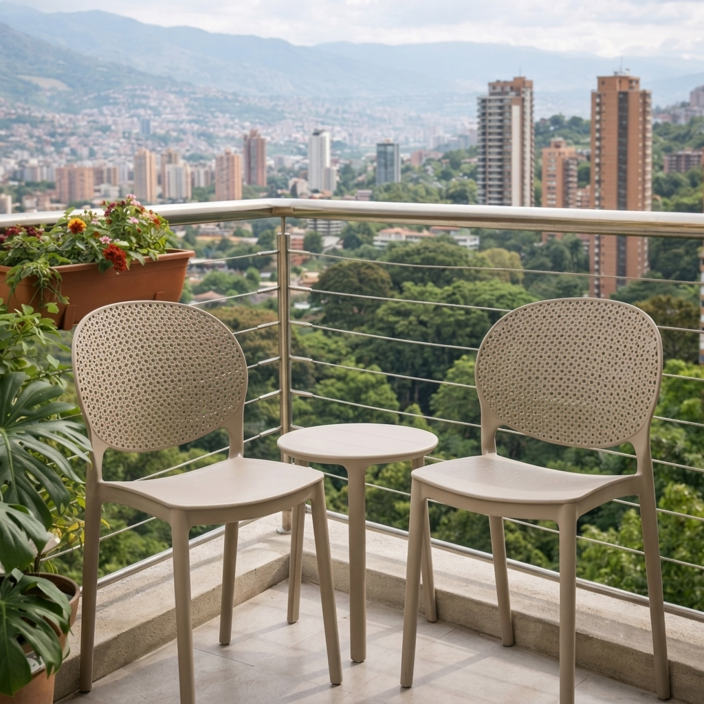 Set de 4 Sillas Florida, Color Taupe, con Espaldar y Diseño Moderno