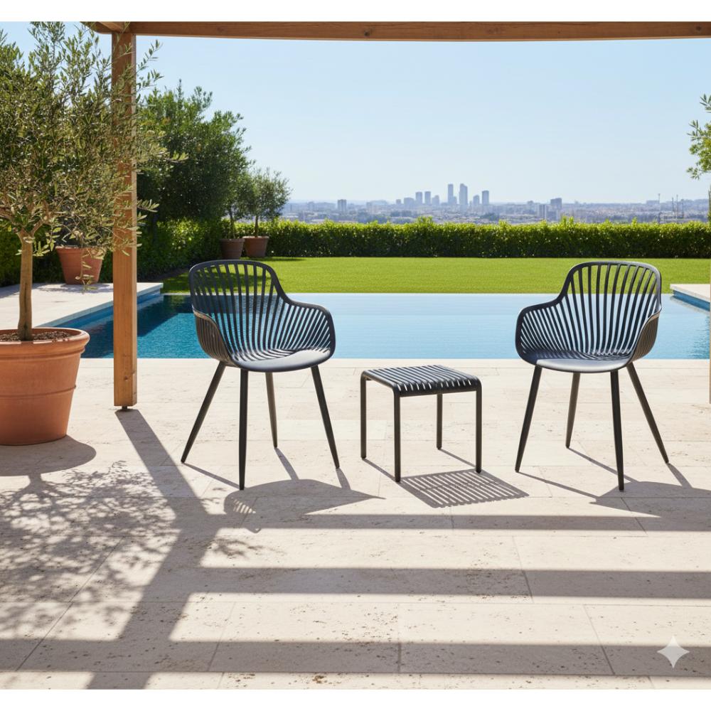 Silla Victoria, Negro, Con espaldar minimalista y diseño moderno
