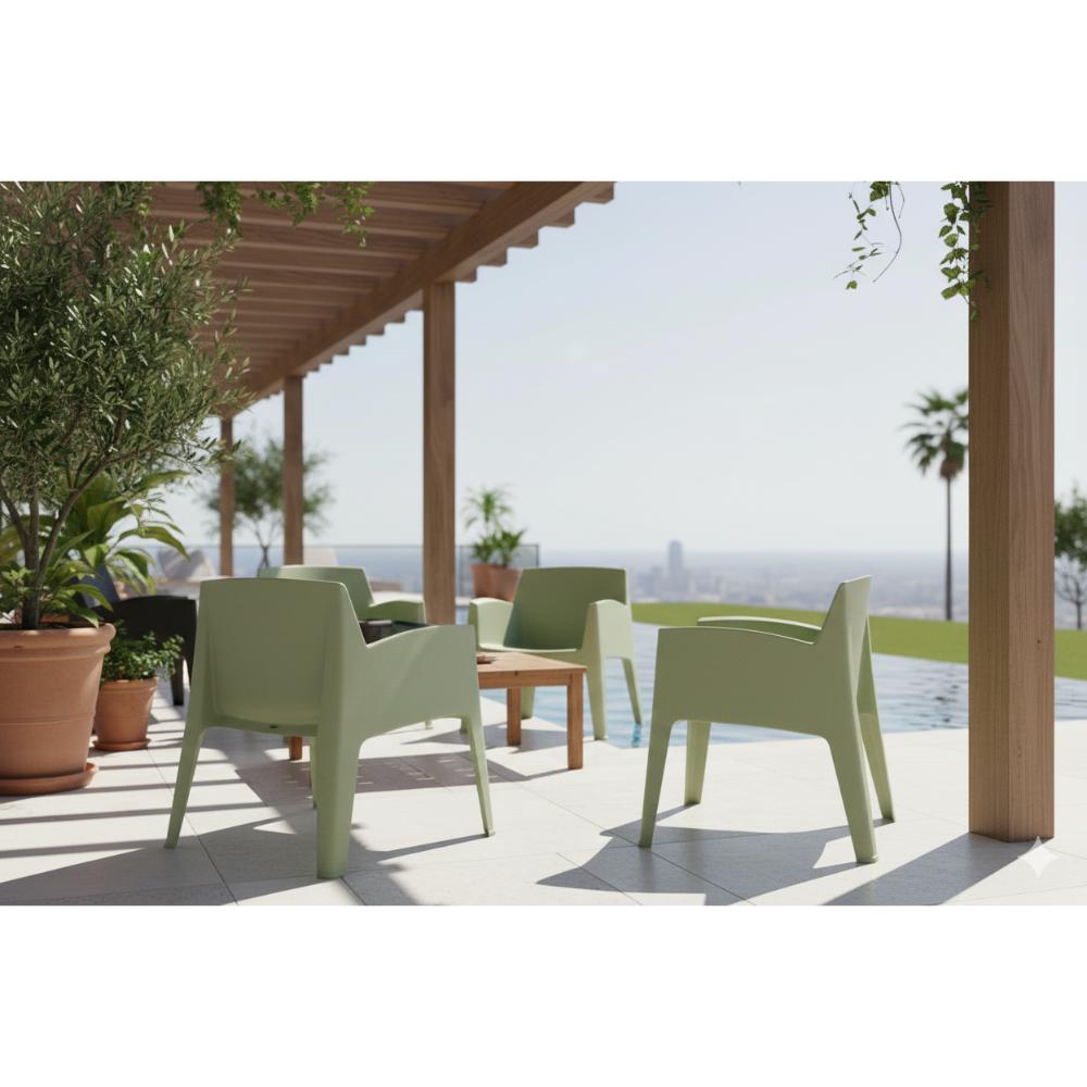 Silla Lounge Coron, Verde, Con diseño robusto y Minimalista