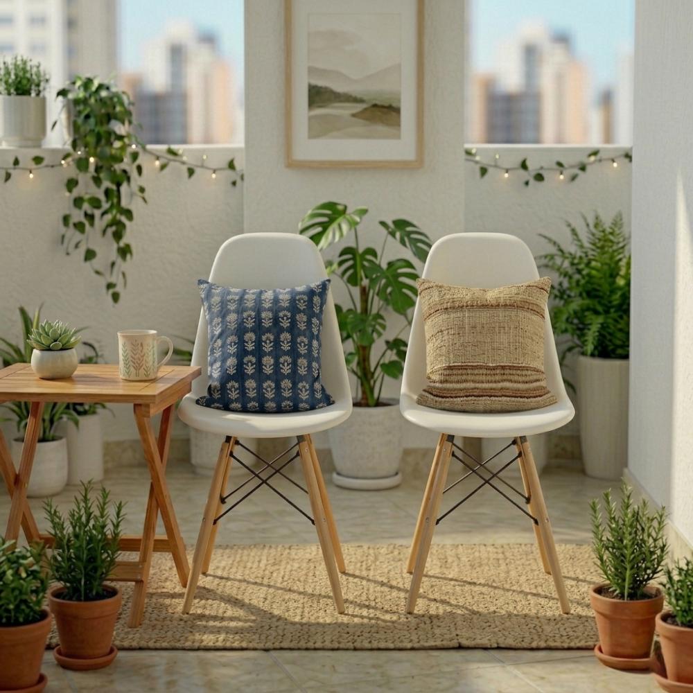 Set de 4 Sillas Eames, Color Blanco, con Patas de Madera