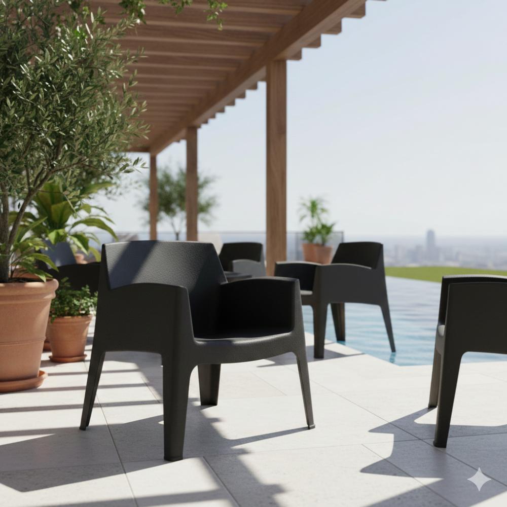 Silla Lounge Coron, Negro, Con diseño robusto y MInimalista