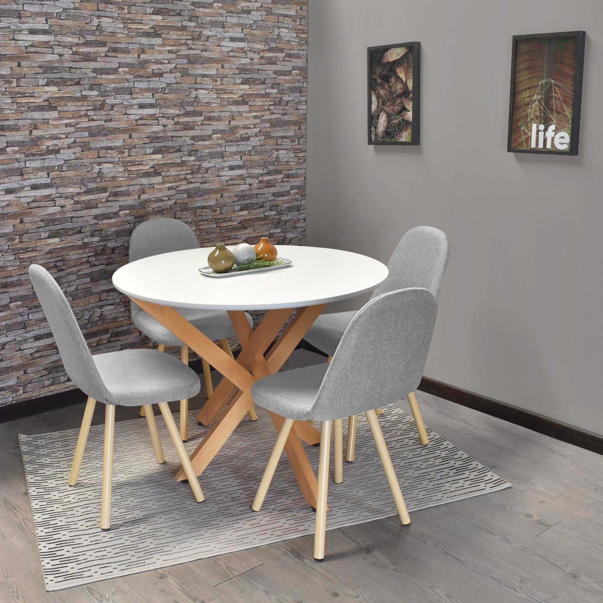 Comedor 4 Puestos Luxor Sillas Matiz Plata