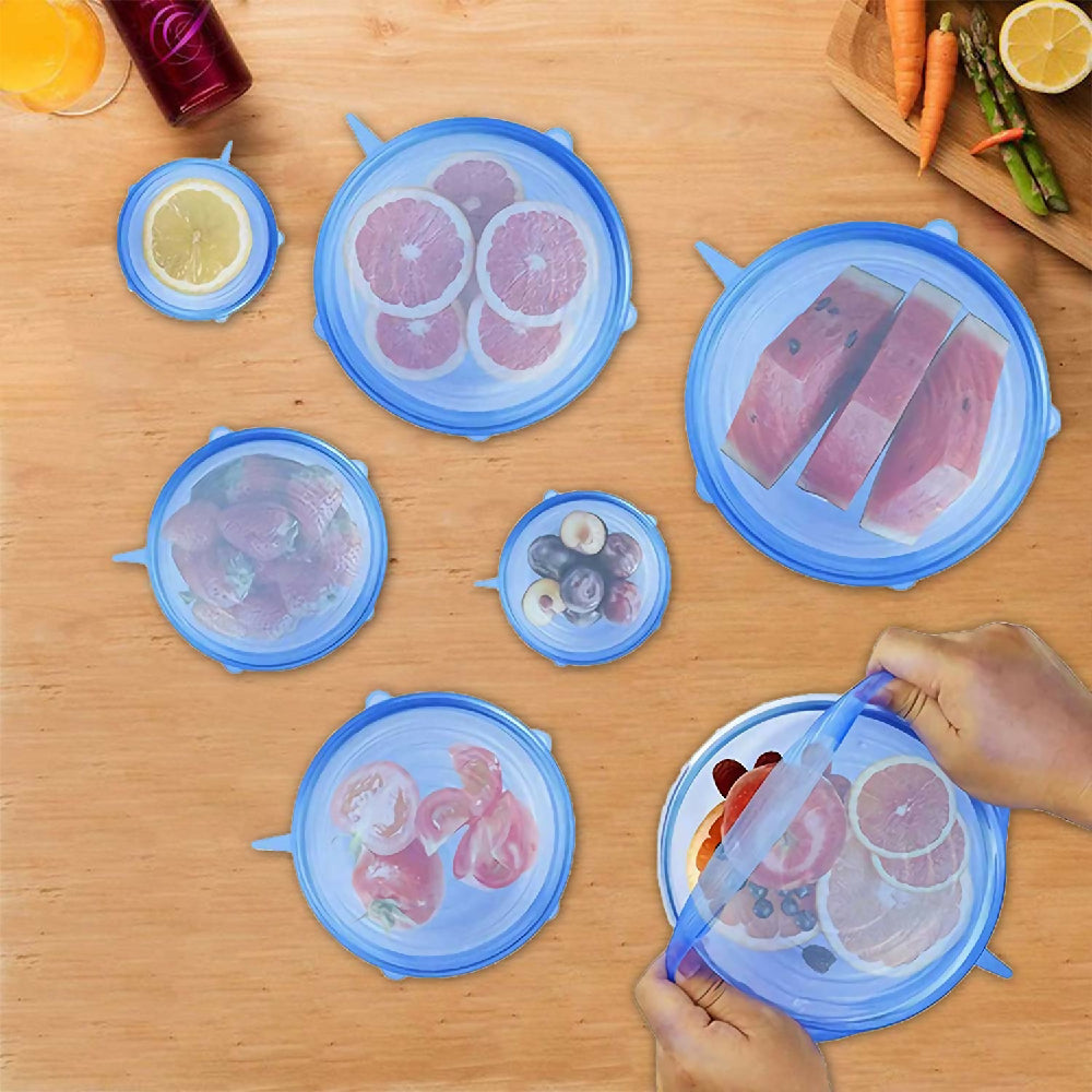 Setx6 Tapas de Silicona Reutilizables Elásticas Recipientes