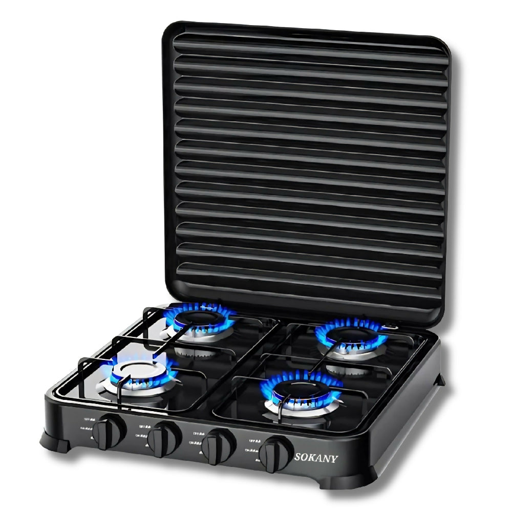 Estufa De Mesa A Gas Sokany 4 Puestos De Acero Inoxidable