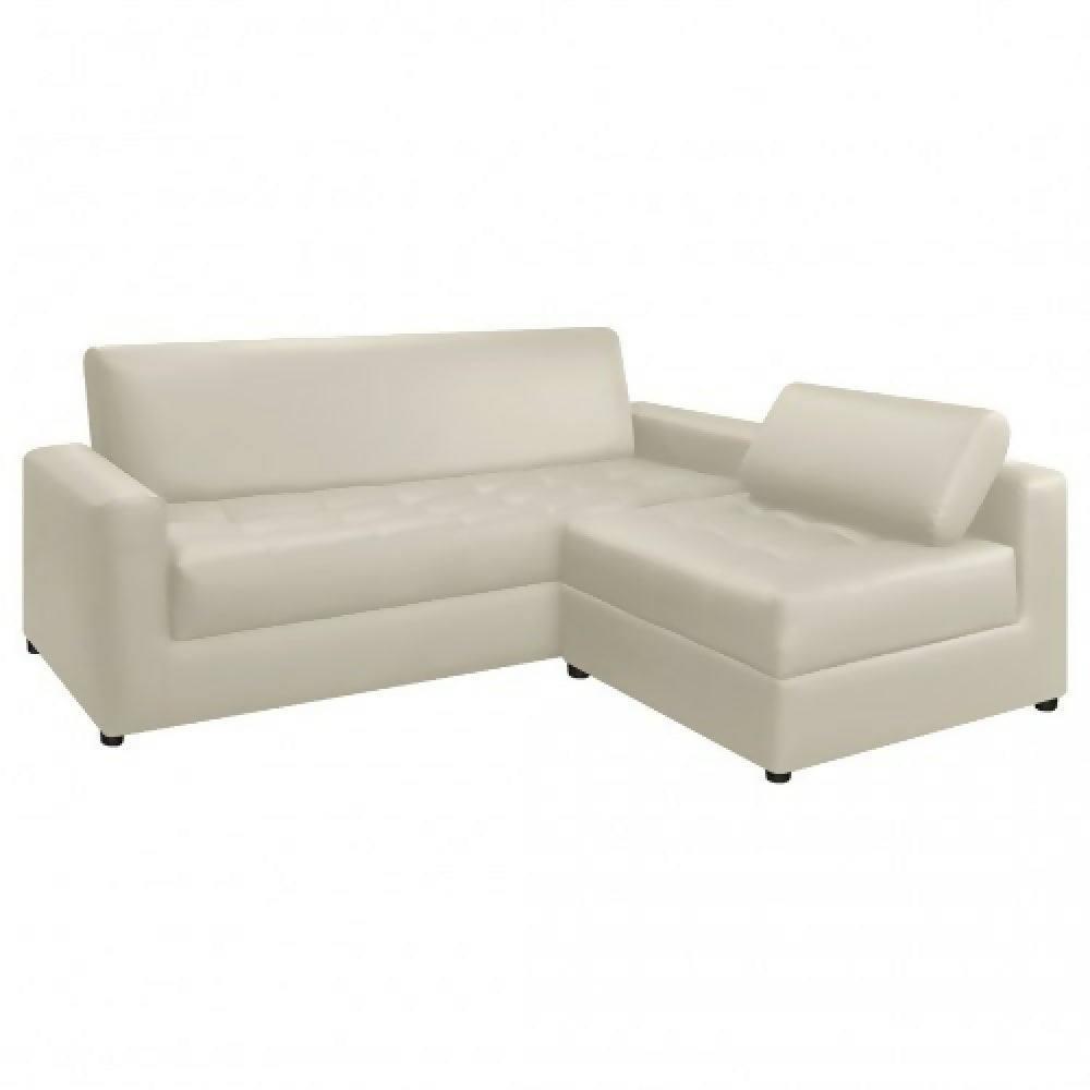 Sofá Alondra L Cuero Sintético Beige 3 Puestos