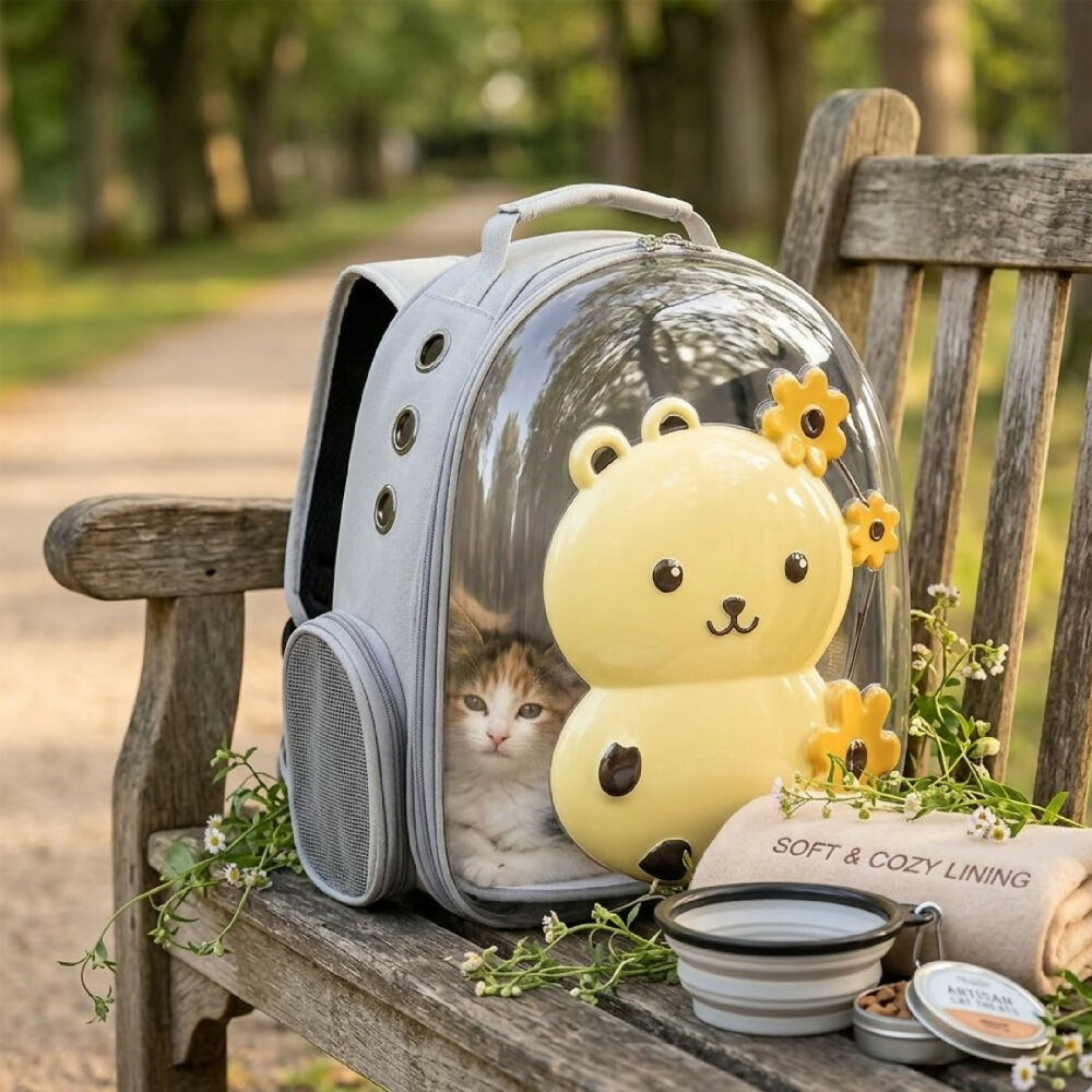 Maleta De Viaje Para Perros Y Gatos Pequeños Con Base Rígida Y Material Transpirable
