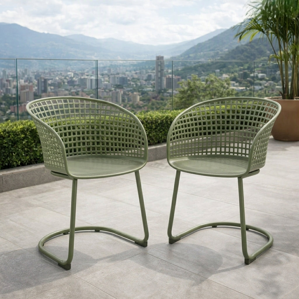 Set de 2 con Brazos Calcuta, Verde, con Patas Metálica
