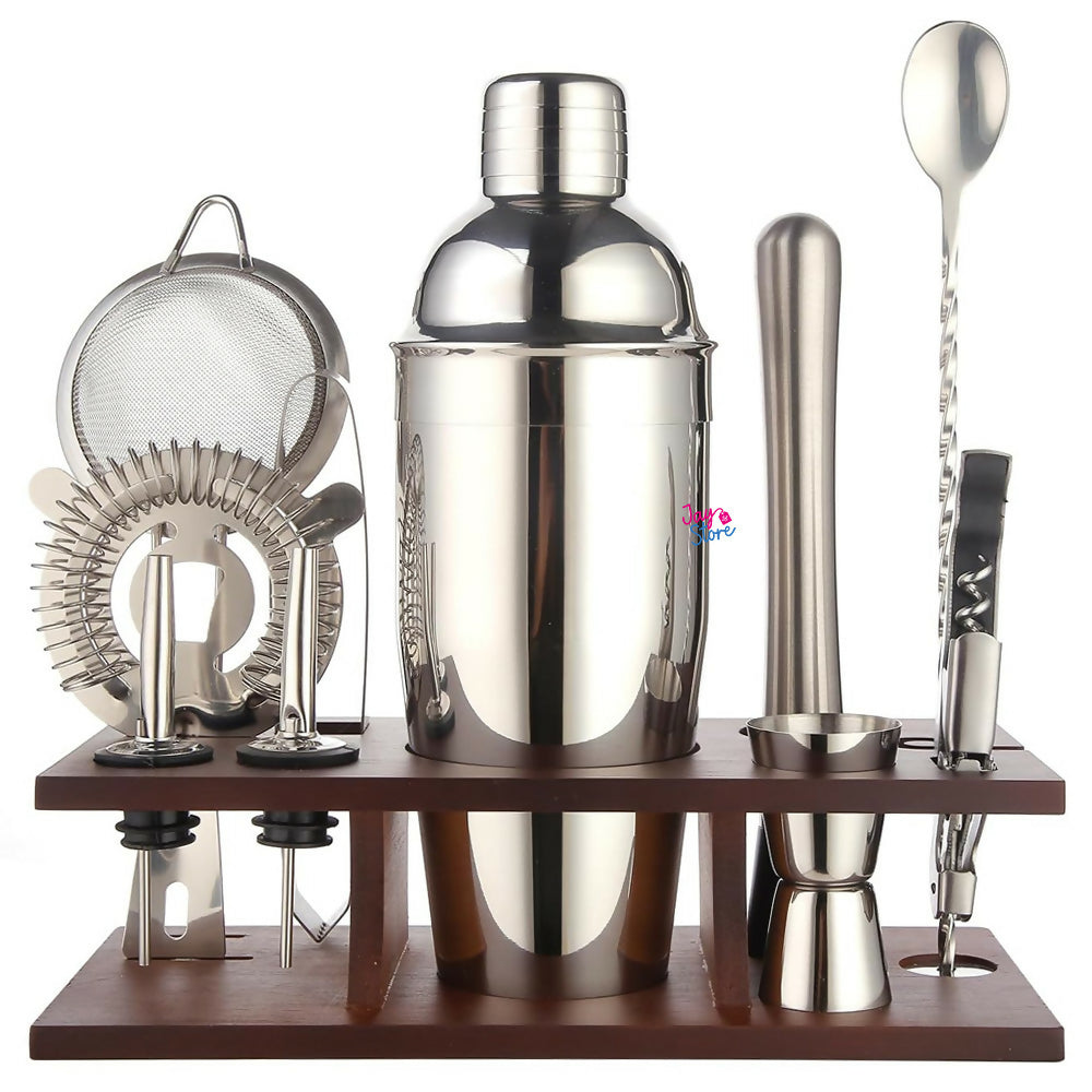 Kit Bartender Coctelera Bar Profesional Vaso Shaker Con Base
