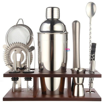 Kit Bartender Coctelera Bar Profesional Vaso Shaker Con Base
