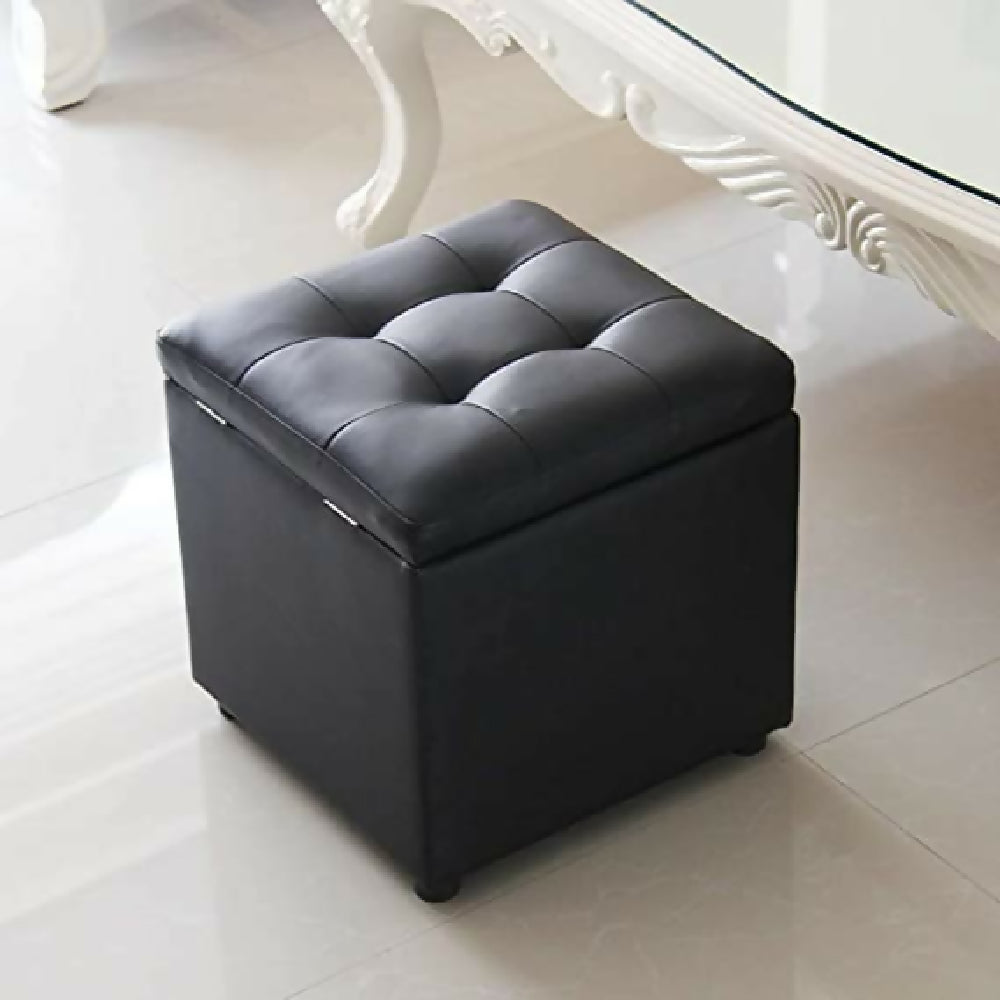 puf baul sintetico negro 40x40