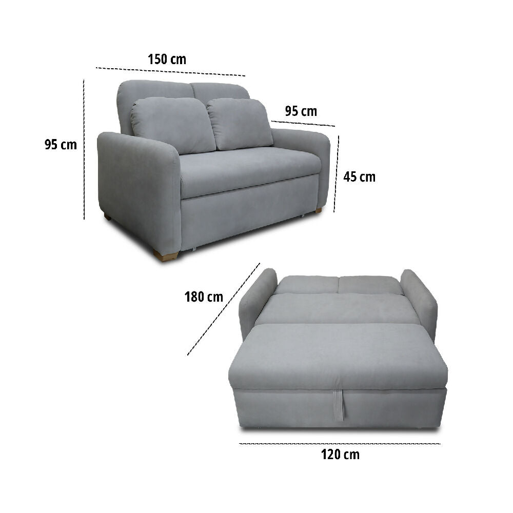 Sofacama Nube Multifuncional Carrito Reclinable Gris + Cojines