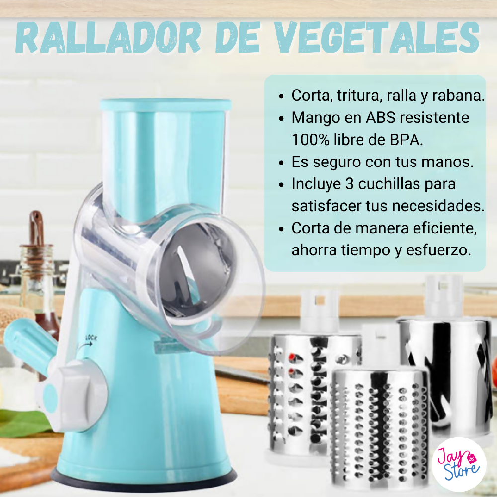 Molino Rallador Giratorio Triturador 3 en 1 Vegetales Queso