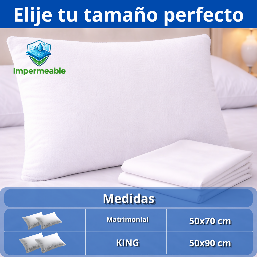 Protector almohada 100% impermeable antifluido terry 50x70cm Set x2