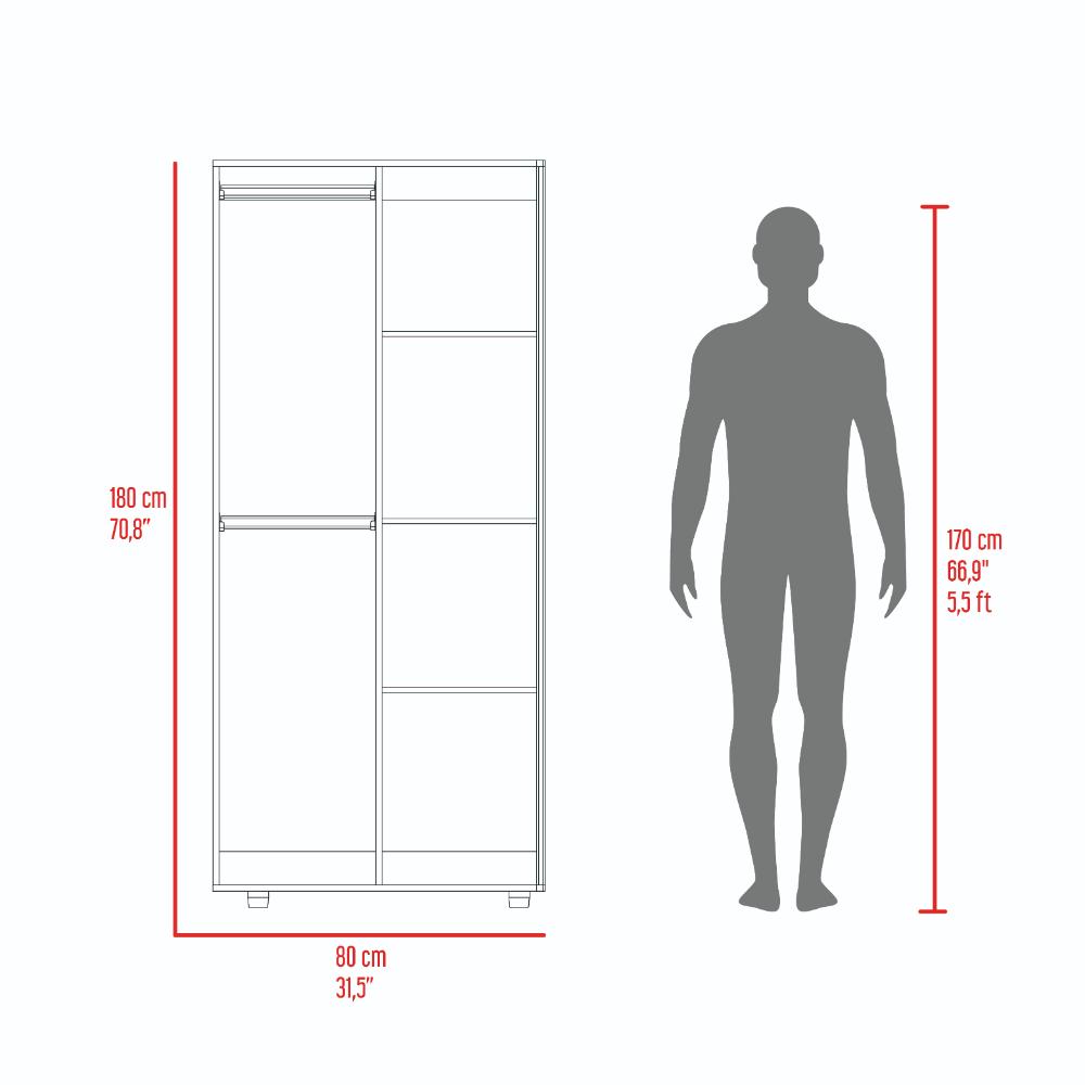 Closet Tera, Positano y Blanco Vainilla, Dos Puertas Abatibles y Dos Tubos Cromados