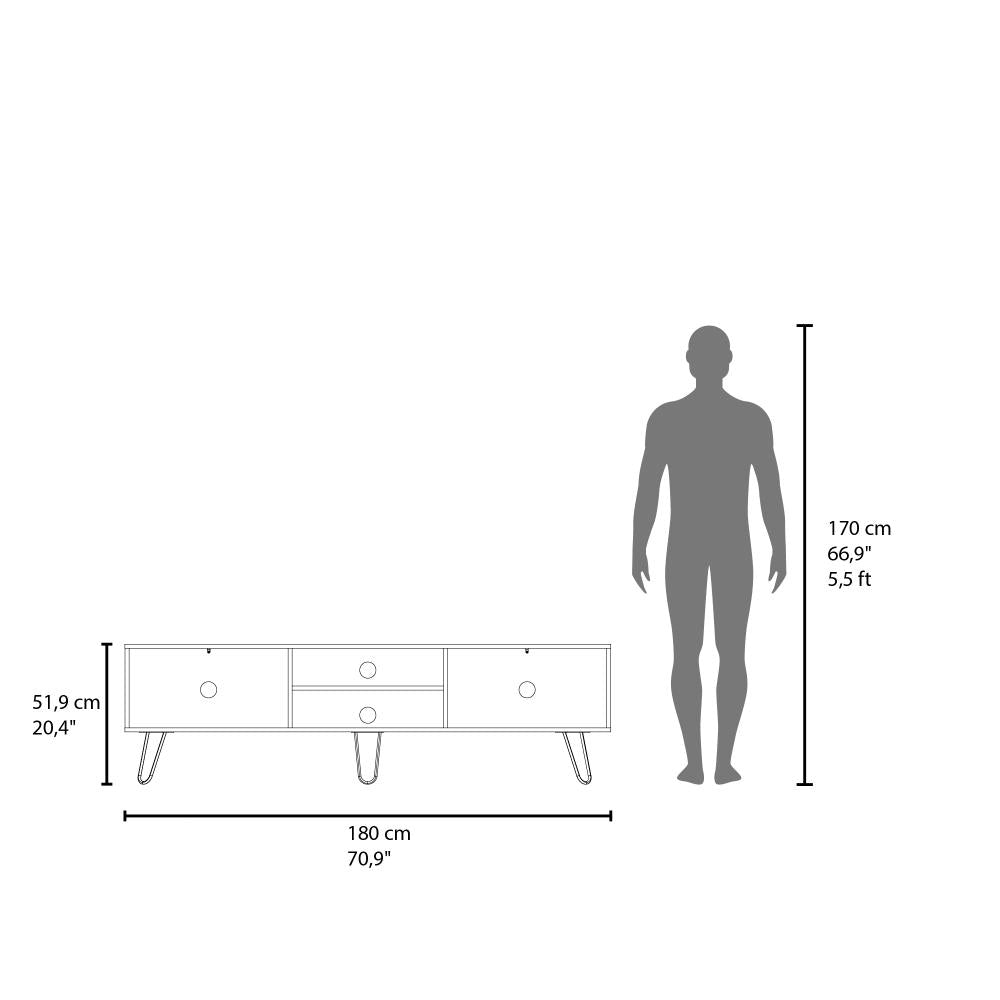 Mesa Para TV Paris, Café Claro y Blanco, Para Televisor de 80 Pulgadas