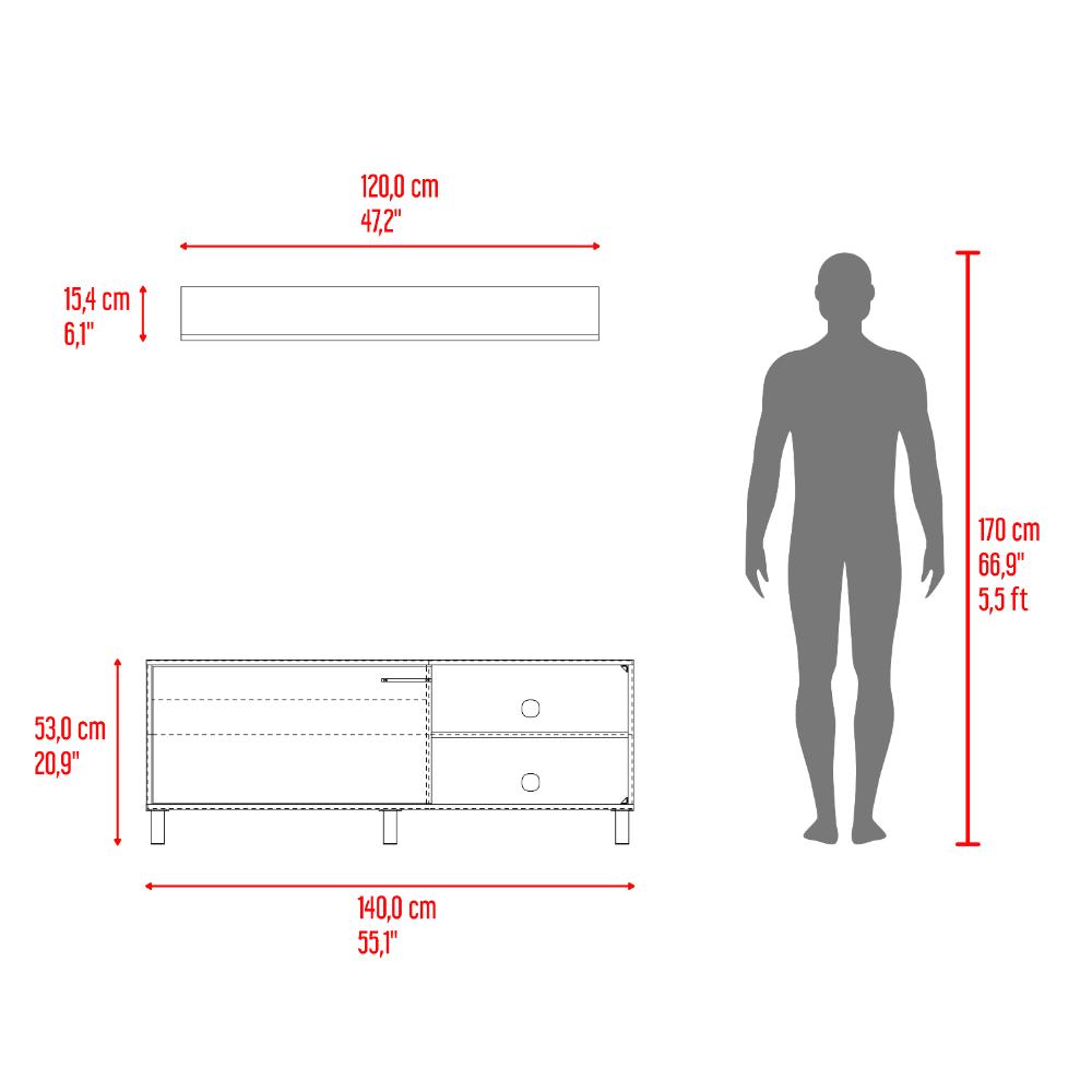 Mesa Para Tv Bryce, Blanco Duqueza y Fresno Europeo, Para Televisor Hasta 60 Pulgadas
