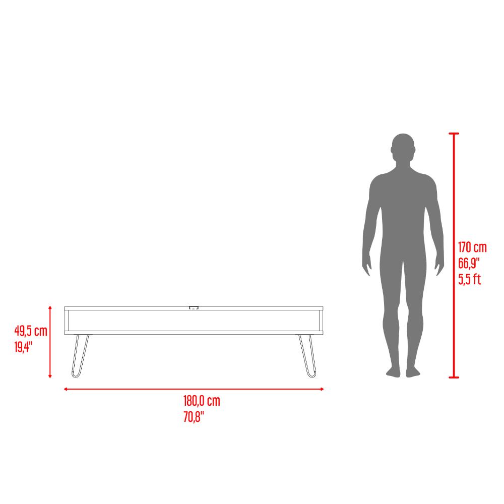 Mesa Para Tv Ralf, Agave, con patas metálicas y espacio de tv hasta 70 pulgadas