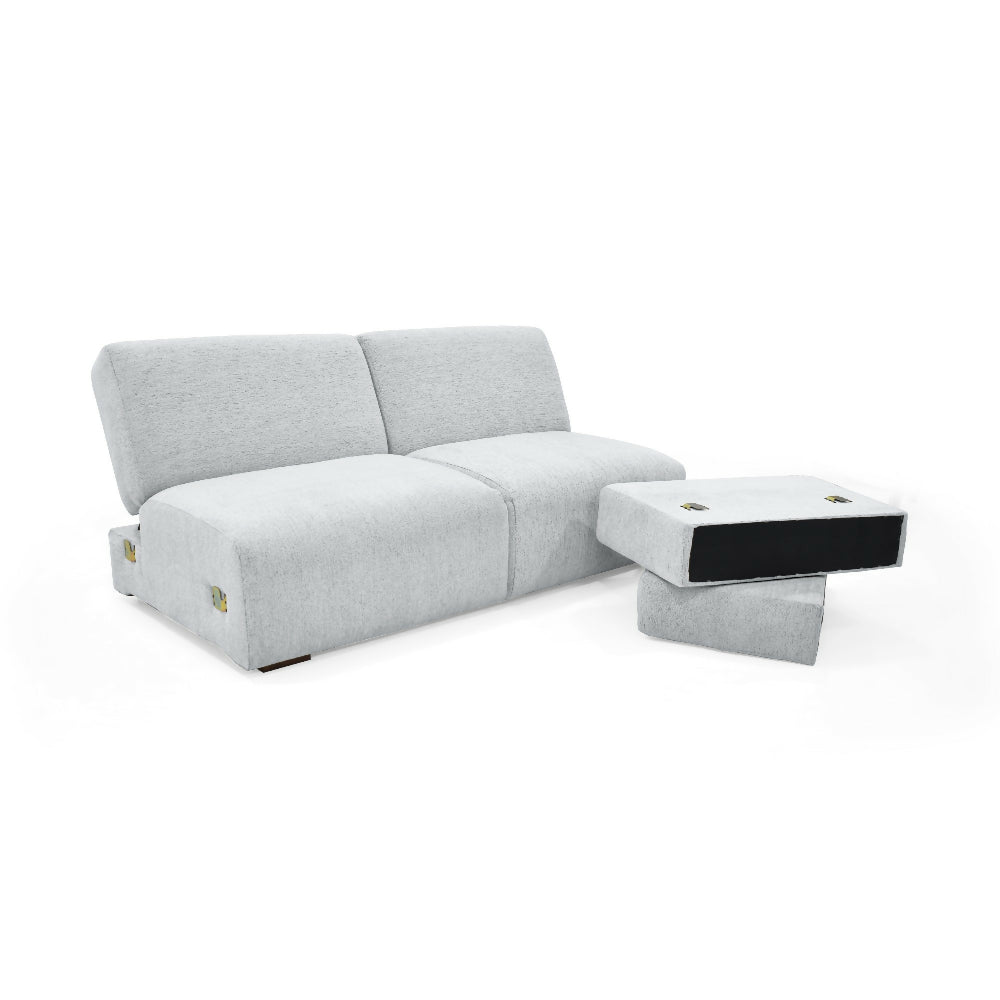 Sofa Cama Boston 225x91x80 cm Con Brazos Removibles Tela Plata