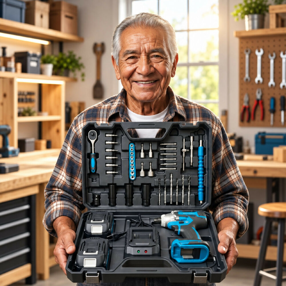 Kit taladro inalámbrico multifuncional con llave de impacto y 2 baterías - en ambiente