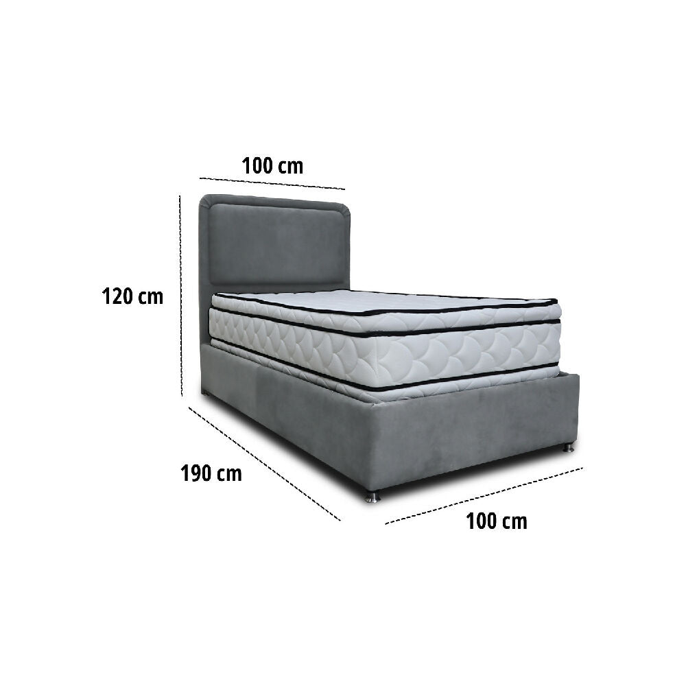 Combo Basecama Nube Sencillo 100x190 mas Espaldar Gris Oscuro