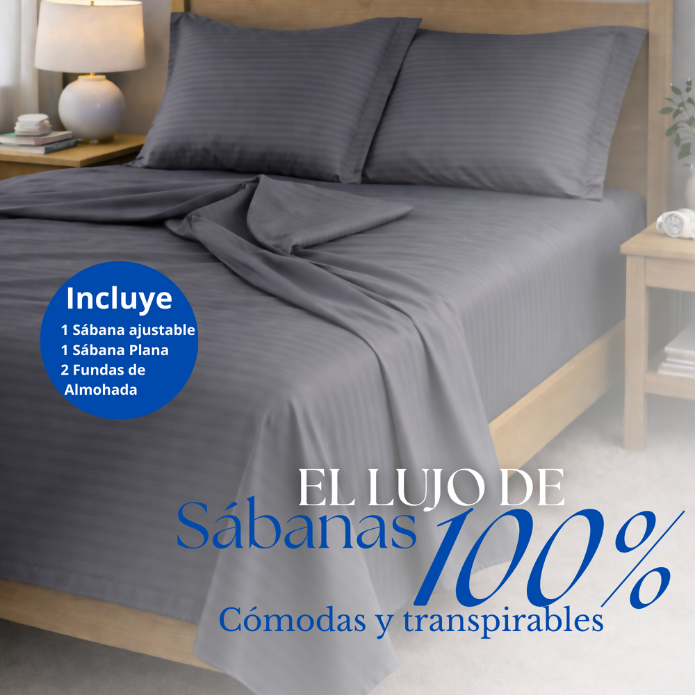 Juego de sabanas queen gris