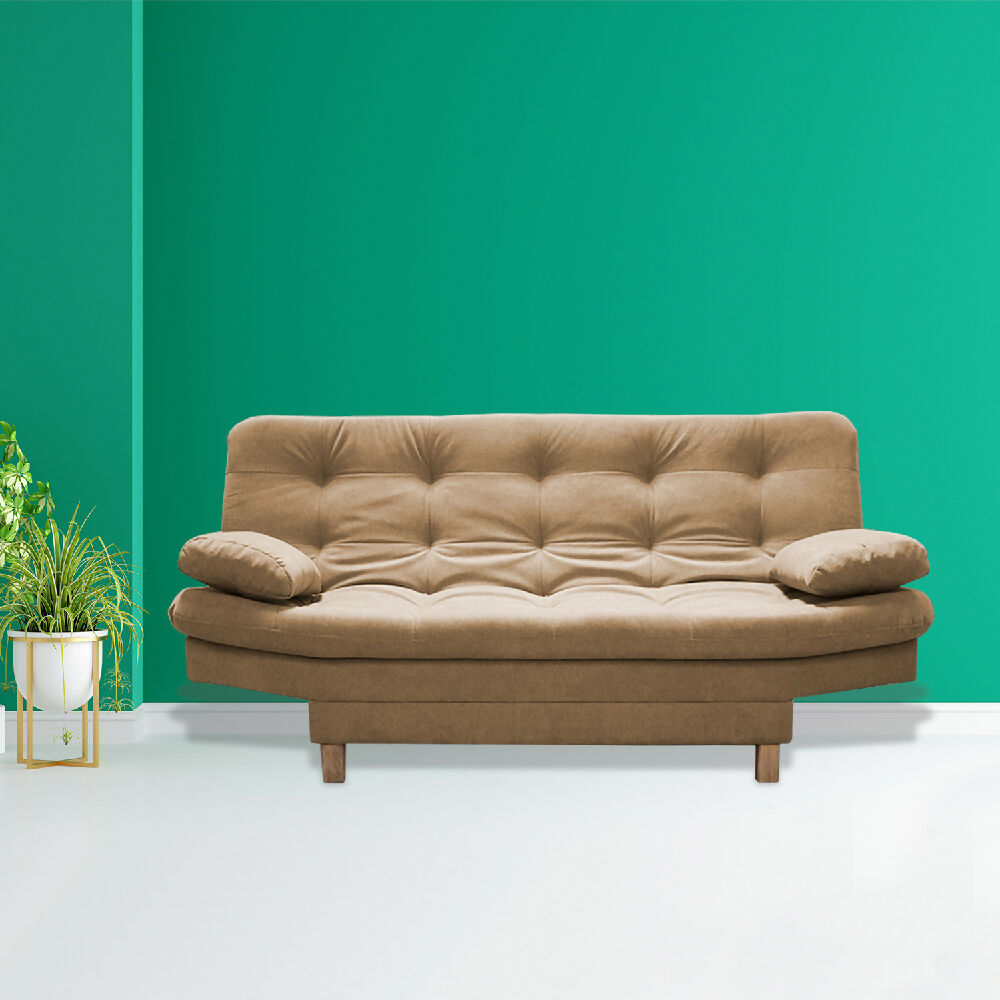 Sofacama Bakers 3 Posiciones Camel + 2 Cojines Decorativos
