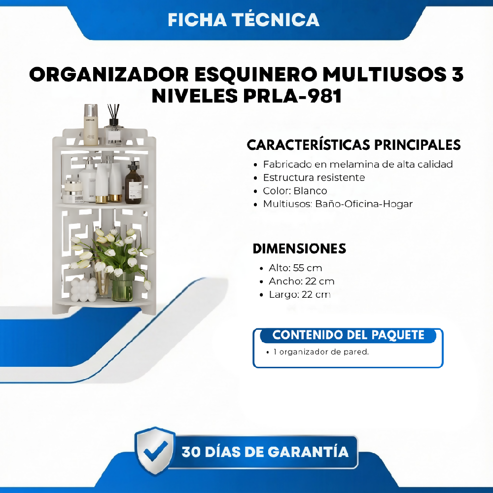 Organizador Esquinero Multiusos 3 Niveles Estante Para Baño, Decoración Y Accesorios Del Hogar