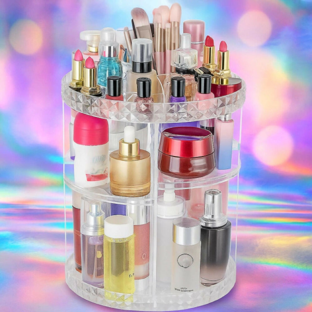 Organizador De Maquillaje Giratorio 360 CX199 Transparente Y Multiusos