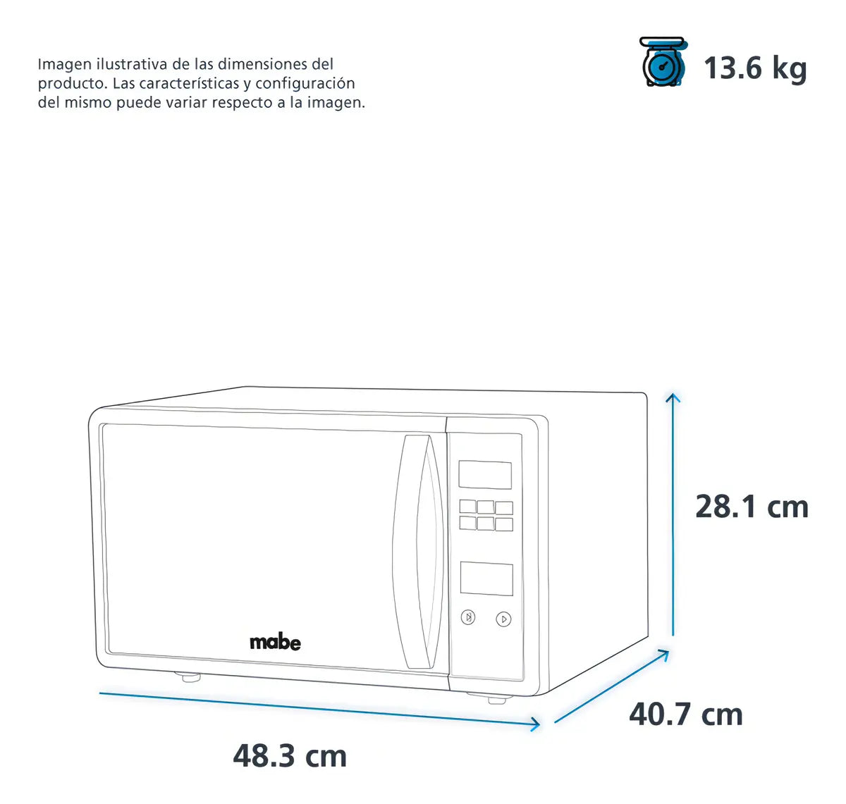 Horno Microondas 0.9 Pc Digital Mabe, Negro