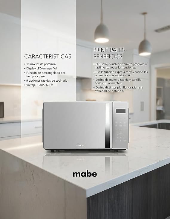 Horno Microondas 1.1 Pies Cúbicos 31 L 120 V Mabe, Gris