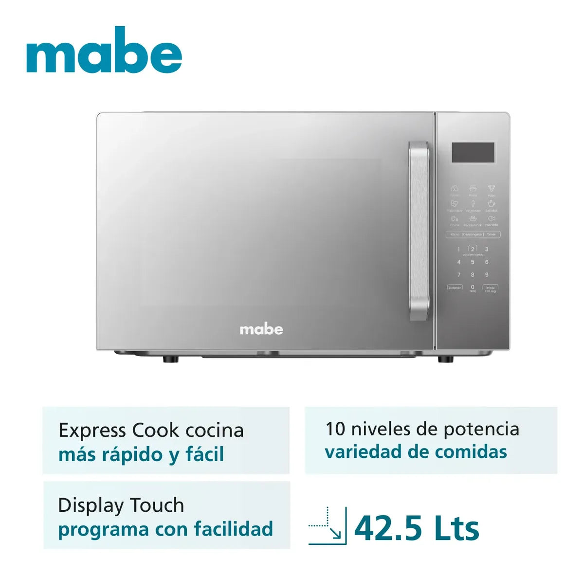 Horno Microondas 1.5 Cuft 42.5 Litros Mabe, Gris