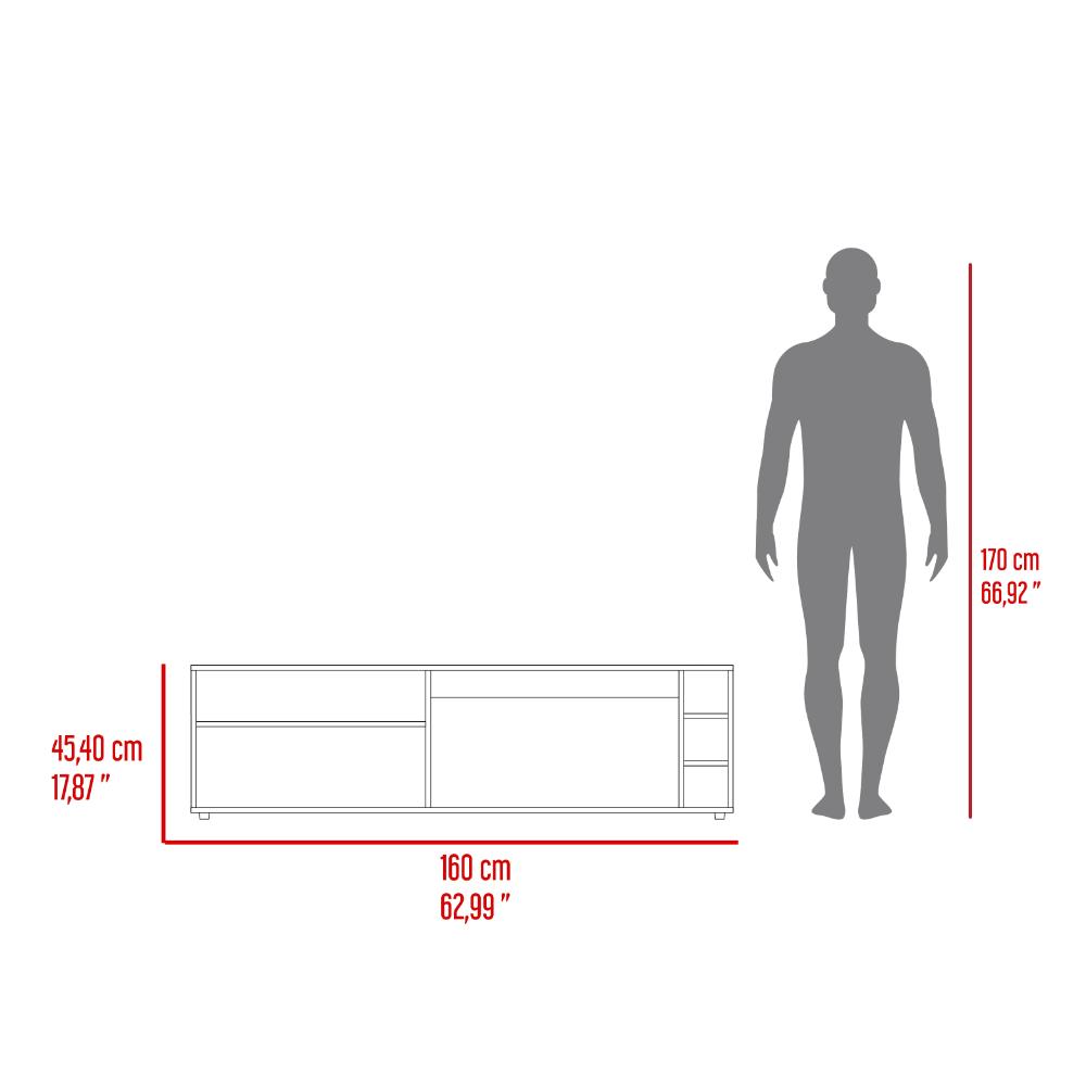 Mesa para TV Sunta, Nogal Europeo, Con amplios espacios para ubicar dispositivos de entretenimiento 70"