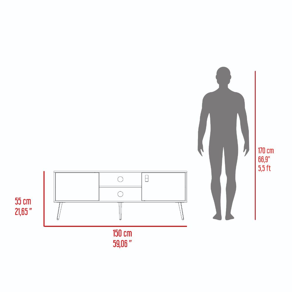 Mesa Para TV Mirabella, Wengue y Fresno Europeo, Con dos puertas para tv 65"
