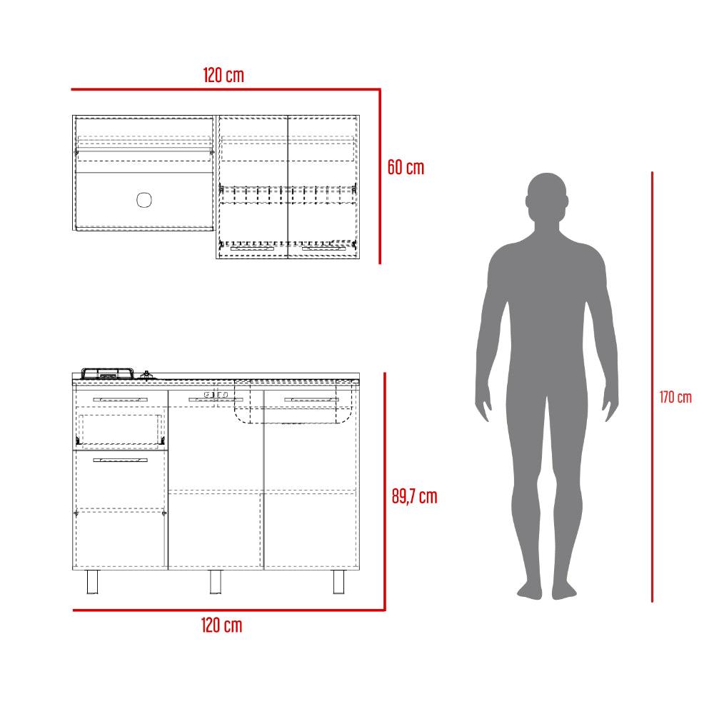 Cocina Integral Piret, Blanco Duqueza y Milan, Incluye Mesón Derecho Socoda