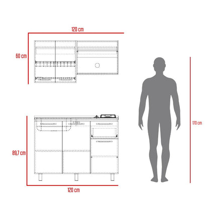 Cocina Integral  Piret, Blanco Duqueza y Milan, Incluye Mesón Izquierdo Socoda