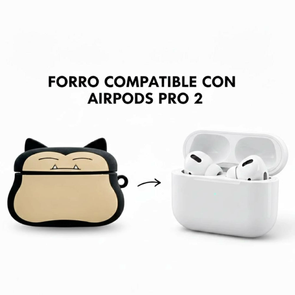 Forro Para Audifonos Airpods Pro 2 Diseño Snorlax Y Protección Anticaídas