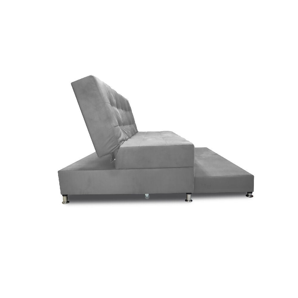 Sofá Cama Tarima Haller En Tela Velvet 190X95X80 Gris