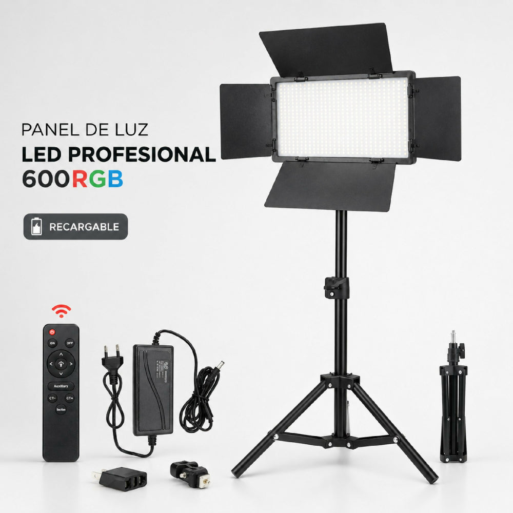 Panel De Luz LED Profesional Recargable 600RGB